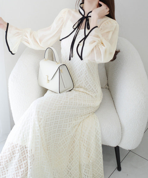 【mily bilet】トレンドをかわいく楽しんで♪パイピング配色シアーボレロセットアップ花柄レースキャミワンピース mi1139083