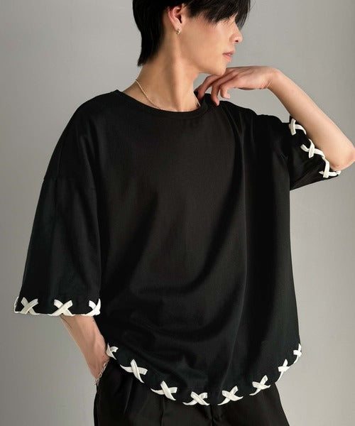 トレンドライクなゆるシルエット。【メンズ】ステッチデザインTシャツ（半袖） cm1010407