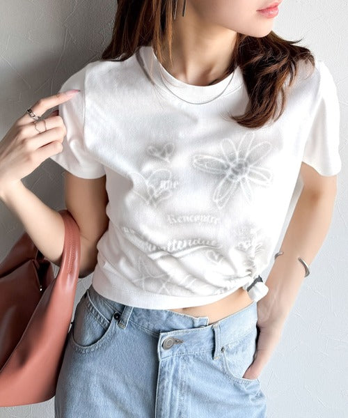 【mily bilet】大人可愛い最旬プリント柄。スプレーライクプリントコンパクトTシャツ（半袖） mi1329024