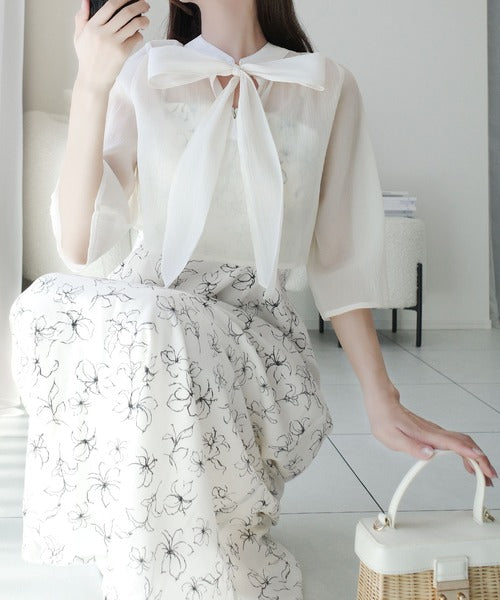 【mily bilet】透け感コーデ でつくる、映えガーリー。前後2WAY花柄シアーボレロセットアップキャミワンピース mi1139082