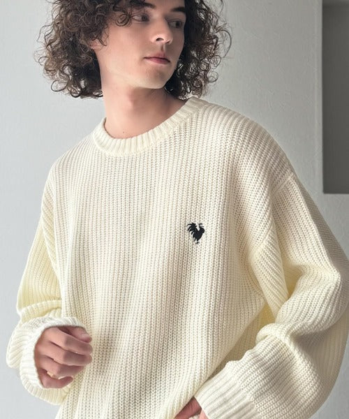 【Classical Origin】「究極スタンダード」畔編みオーバーサイズクルーネックセーター ／Oversized Ribbed Knit Crew Neck Sweater co0780012