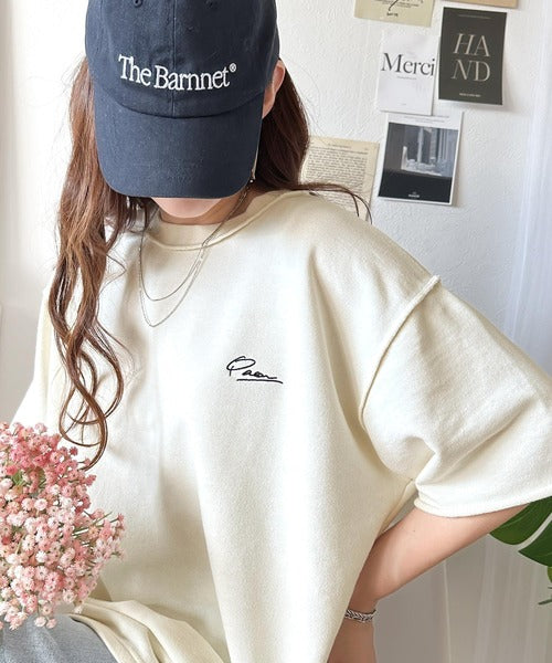 袖口くるりん。ワンポイント刺繍ハーフスリーブ裏毛Tシャツ ce1260259