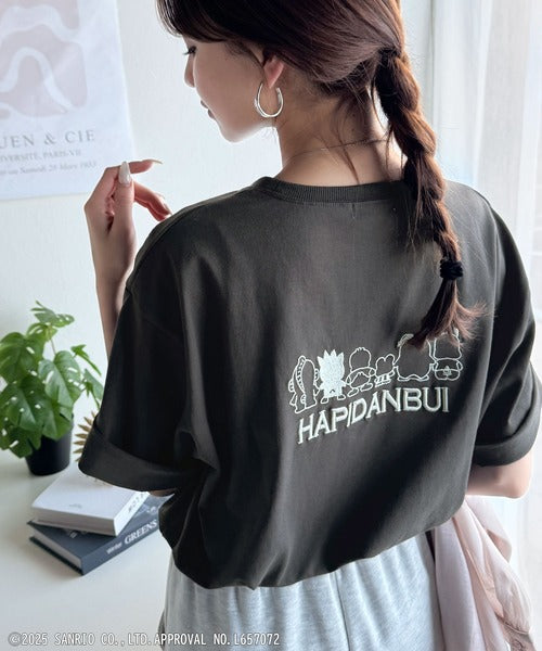 【Sanrio characters/サンリオキャラクターズ】人気キャラ大集合！はぴだんぶいバック刺繍ビッグTシャツ(半袖) ce1350004