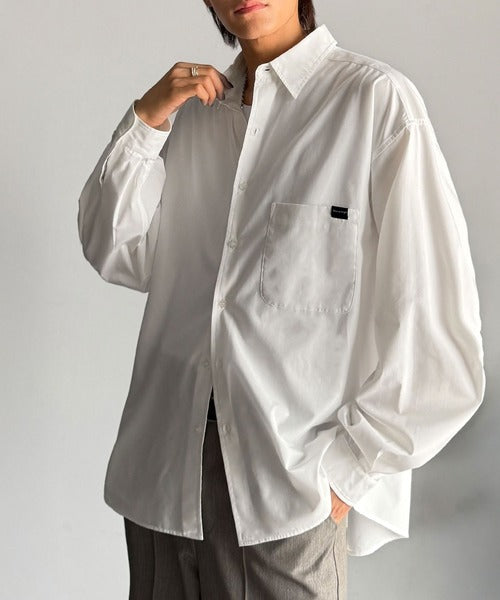 【Classical Origin】ゆとりを着る。ネーム付き胸ポケットビッグシャツ（長袖）/Brand name & chest pocket long sleeved big shirt ao1110147