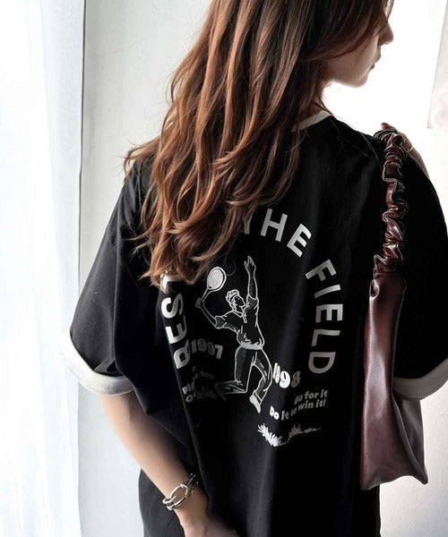 ゆるっとカジュアルに。半袖リンガーフロッキーテニスTシャツ ce1020214