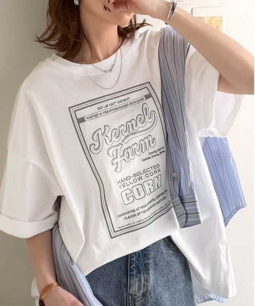 《JaVa ジャバコラボ》【接触冷感機能付き】ゆるっと着て、しっかり洒落る。前後2wayパッケージロゴ風刺繍ビッグTEE（半袖） jv1260554
