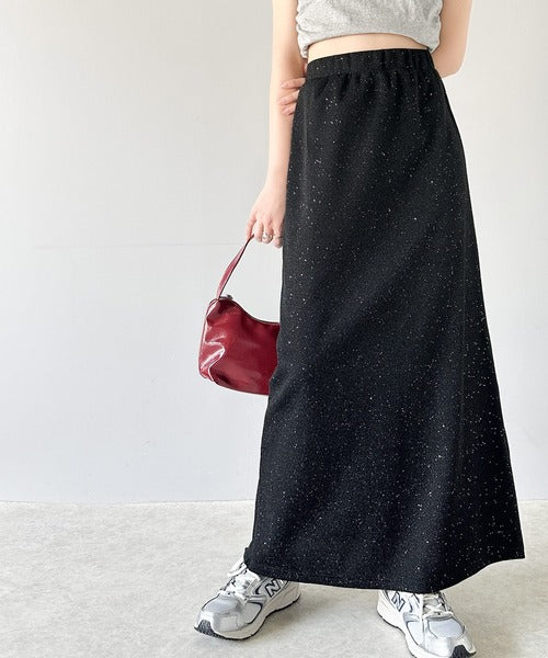 【mily bilet】華やかで上品。バックスリットIラインラメロングスカート mi1149056