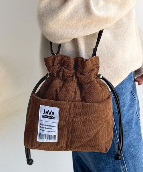 《JaVaジャバ コラボ》秋冬のマストハブ！2WAYミニ巾着コーデュロイショルダーバッグ jv1179065