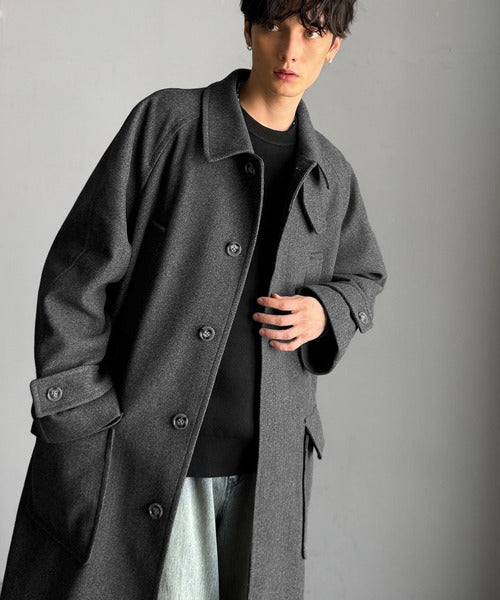 【Classical Origin】「上品さ、極まる」。ロング丈比翼2way衿ステンカラーコート／Long-length concealed 2way bal collar coat ao1265006