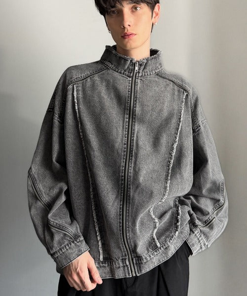 【Classical Origin】「都会的スタイル。」綿100%ヴィンテージ加工フリンジデニムジャケット/100% cotton vintage fringe denim jacket co1010028