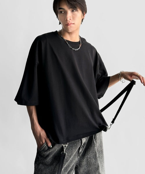 Belt Design Transformable Cropped T-Shirt／脱着式ベルトデザインショート丈Tシャツ co1150015