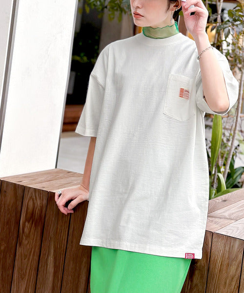 《JaVa ジャバコラボ》古着風ストリートMIX。綿100%ヘヴィーウエイト胸ポケピグメントTシャツ jv1029020
