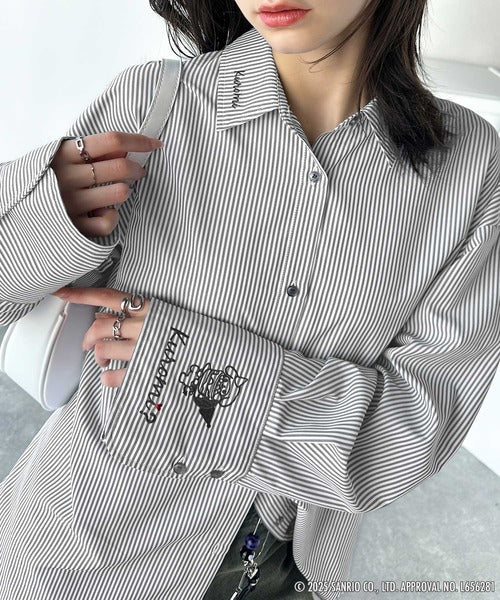 【Sanrio characters/サンリオキャラクターズ】可愛さ100％！ランダム刺繍ストライプシャツ(長袖) ce1350002