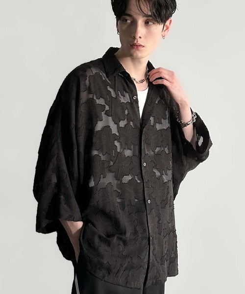 Sheer Jacquard Dolman Sleeve Shirt／フラワー柄シアージャカードドルマンシャツ co1150008