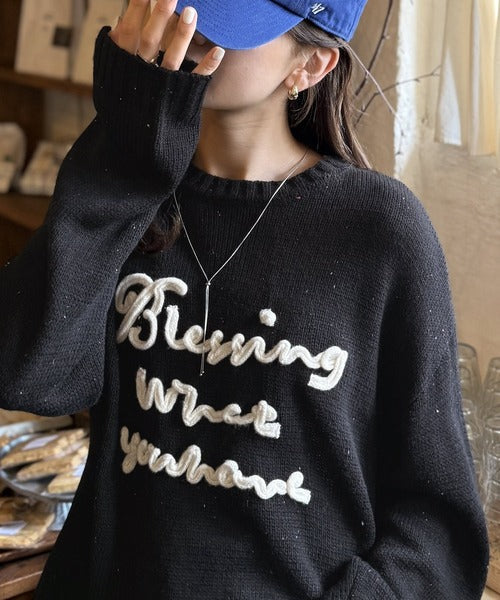 【mily bilet】デイリースタイルを華やかに彩る。コード刺繍ネップニットプルオーバー mi1359018