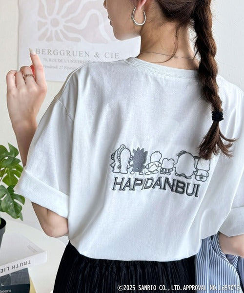 【Sanrio characters/サンリオキャラクターズ】人気キャラ大集合！はぴだんぶいバック刺繍ビッグTシャツ(半袖) ce1350004