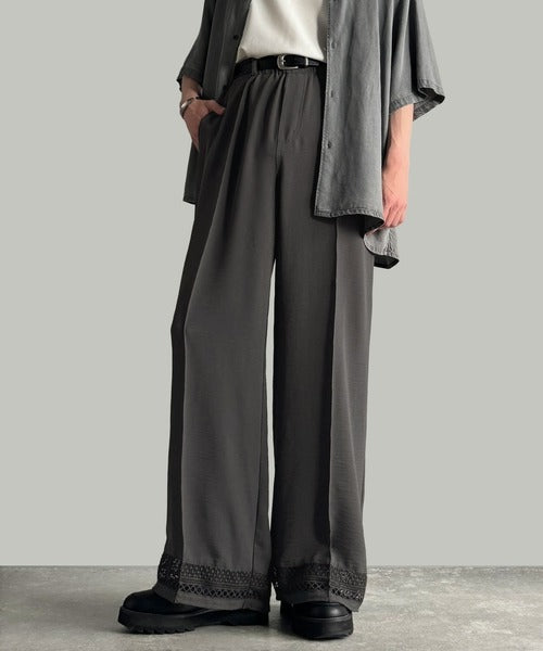 「キレイめ×抜け感」裾レース切り替えリラックスイージースラックス／Lace Panel Easy Slacks co1010020