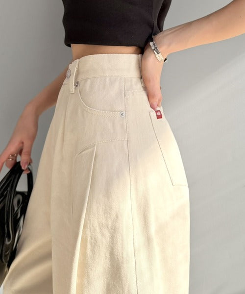 【mily bilet】後ろ姿映え確定♪インして可愛い、春夏のマストアイテム。 綿100%切り替えタックカーブパンツ mi0789011