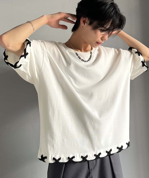 トレンドライクなゆるシルエット。【メンズ】ステッチデザインTシャツ（半袖） cm1010407