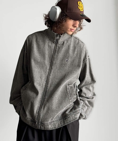 【Classical Origin】Vintage-Washed High-Neck Denim Jacket／ヴィンテージ加工ハイネックデニムジャケット co1010029