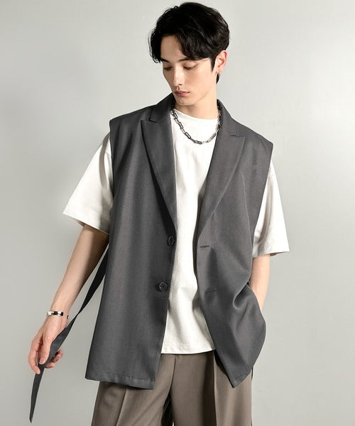 「日常をアップデート。」ピークドラペル仕様エレガントセミロングベスト／Peak Lapel Elegant Semi-Long Vest co1010009