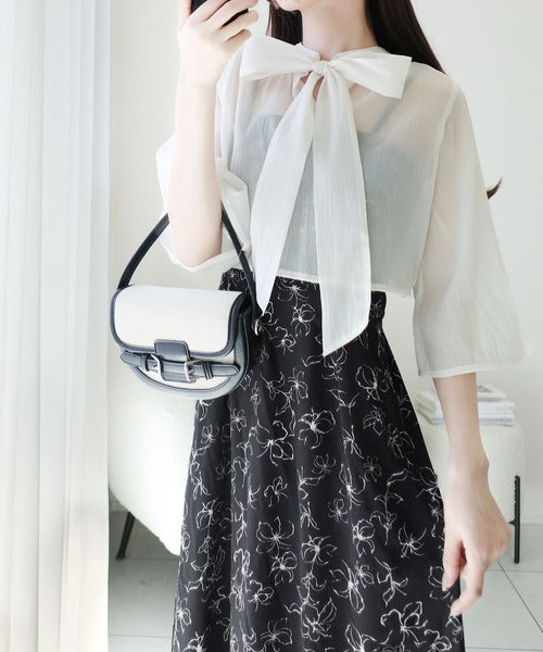 【mily bilet】透け感コーデ でつくる、映えガーリー。前後2WAY花柄シアーボレロセットアップキャミワンピース mi1139082