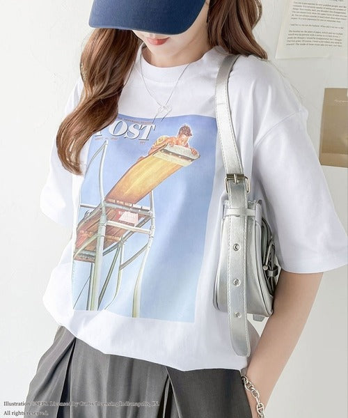 『THE SATURDAY EVENING POST』×クラシカルエルフ 別注グラフィックTシャツ【Boy on High Dive】 ce1260279