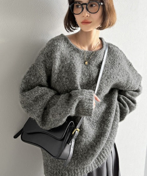 《JaVaジャバコラボ》秋冬の鉄板。日常にふわふわな彩りを。クルーネックミックスカラー糸ニット（長袖） jv1020308