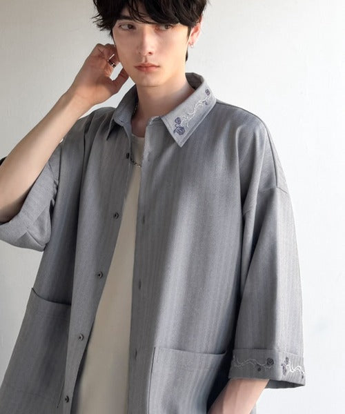 「魅せる服。」刺繍使いシャツジャケット/Embroidery Design Shirt Jacket co1010042