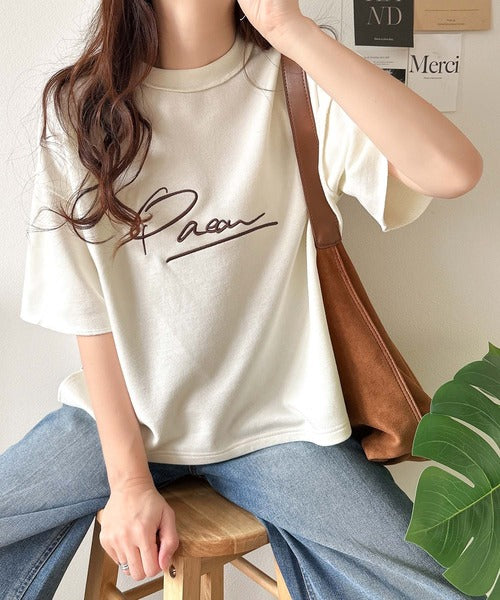 《JaVaジャバコラボ》大胆ロゴで魅せる。前後2way裏毛胸元PAEANロゴ半袖Tシャツ jv1260422