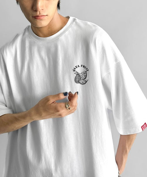 《JaVaジャバコラボ》周りと差がつくアート感。綿100％ タイ☆トロピカルフルーツ柄☆ビッグTシャツ jv1029128
