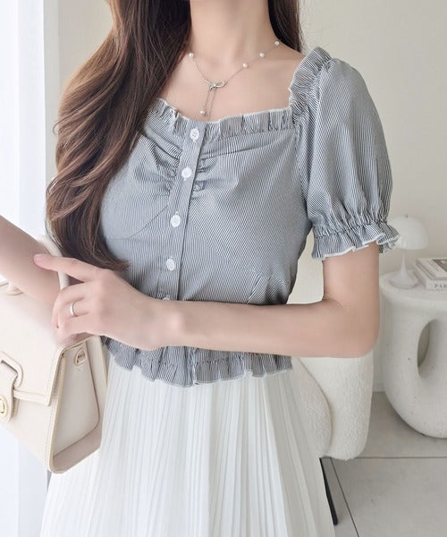 【mily bilet】1枚2役♪レイヤード風の着こなしが完成。2Wayパフスリーブブラウス×プリーツスカートドッキングワンピース (ロング丈) mi1139109