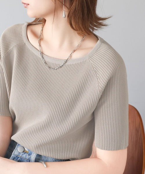 長く愛せるベーシックアイテム。リブクルーネック半袖ニット ce1020179