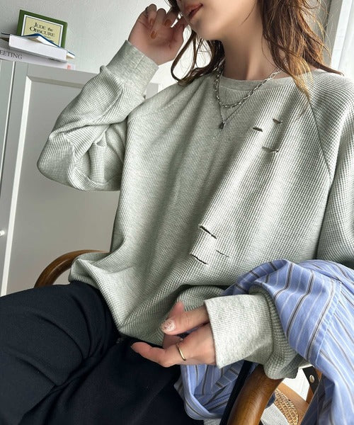 《Javaジャバコラボ》今シーズン大注目！バックJavaネーム付きダメージワッフルロンT jv1010337