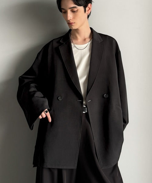 【Classical Origin】「大人の風格。」ダブルテーラードオーバーサイズジャケット/Double-breasted tailored oversized jacket ao1070184