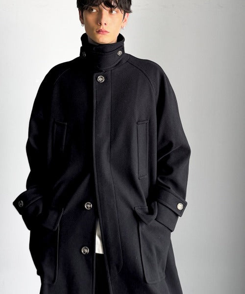 【Classical Origin】「上品さ、極まる」。ロング丈比翼2way衿ステンカラーコート／Long-length concealed 2way bal collar coat ao1265006
