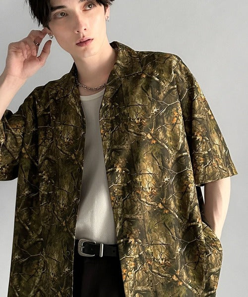 Oversized Drape Half Sleeve Shirt/総柄プリントオーバーサイズドレープ半袖シャツ co1150014