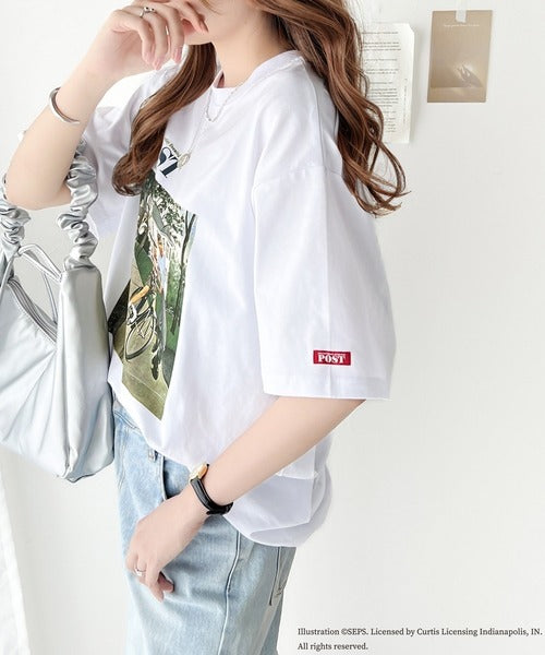 『THE SATURDAY EVENING POST』×クラシカルエルフ 別注グラフィックTシャツ【Bike Riding Lesson】 ce1260283