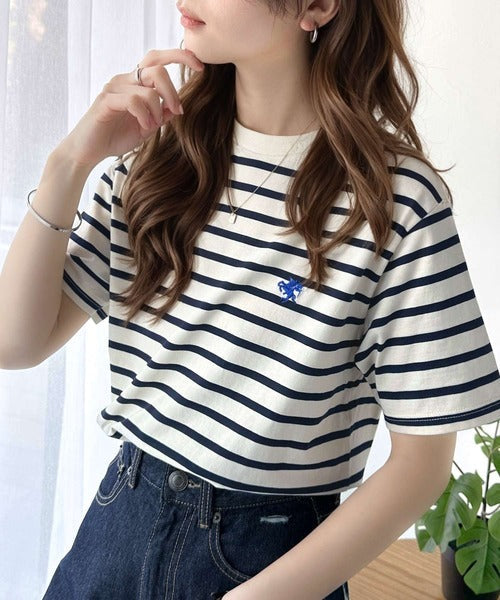 《Javaジャバコラボ》【sustaina+】大人の上級シンプル。滑らか綿100％ワンポイント刺繍Tシャツ jv1260113