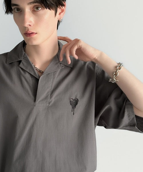 Cotton100%  Ripstop Open Collar Pullover Shirt／コットン100％リップストップ素材オープンカラープルオーバーシャツ co1150012