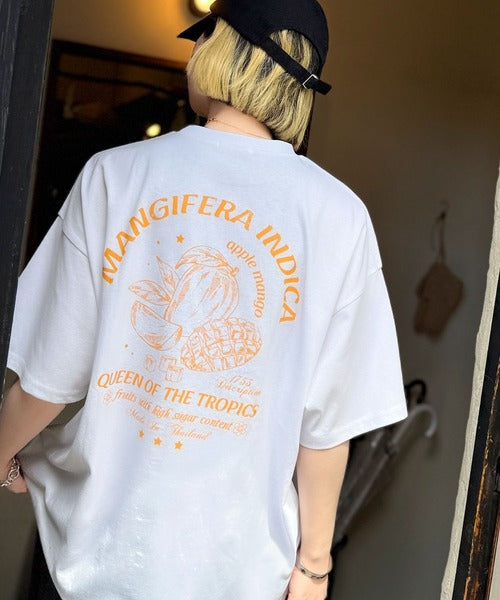 《JaVaジャバコラボ》周りと差がつくアート感。綿100％ タイ☆トロピカルフルーツ柄☆ビッグTシャツ jv1029128