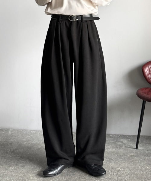 【Classical Origin】「まるでスラックス！」ベルトループ付き2タックバルーンシルエットスウェットパンツ/2-pleat balloon silhouette sweatpants co0780005