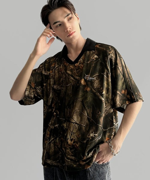 《JaVaジャバコラボ》ラインストーン使い総柄ゲーム半袖Tシャツ jo1150023