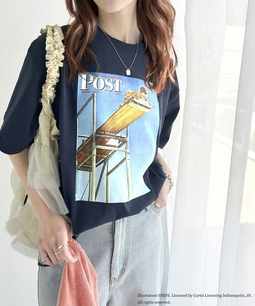 『THE SATURDAY EVENING POST』×クラシカルエルフ 別注グラフィックTシャツ【Boy on High Dive】 ce1260279