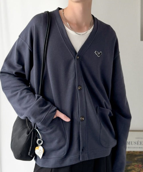 【Classical Origin】「シンプルって奥深い。」刺繍入りスウェットカーディガン（長袖）／Embroidered Design Sweat Cardigan co1150064