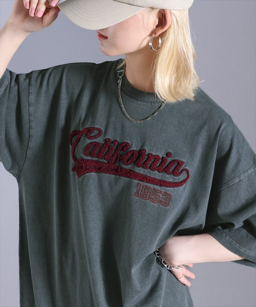 《Javaジャバコラボ》ヴィンテージライクなこなれitem。サガラ刺繍ヴィンテージ加工ピグメントTシャツ jv1029063