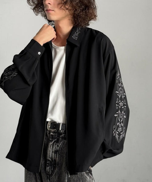 【Classical Origin】「繊細さを羽織る。」刺繍デザインエレガンスジップアップジャケット／Elegant Embroidered Zip-Up Jacket co1150059