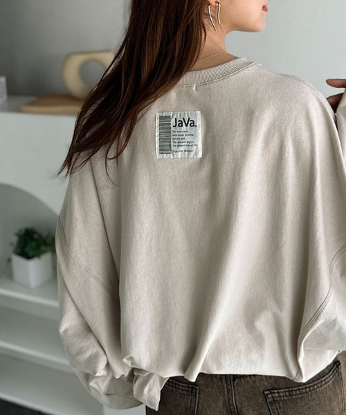 《JaVaジャバコラボ》ゆるっと大人カジュアル。綿100％ドルマンスリーブカットロンTEE（長袖） jv1260489
