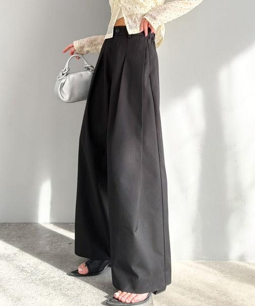 【mily bilet】きちんと見えと快適さを両立♪ 2タックワイドシルエットスラックス mi0789012