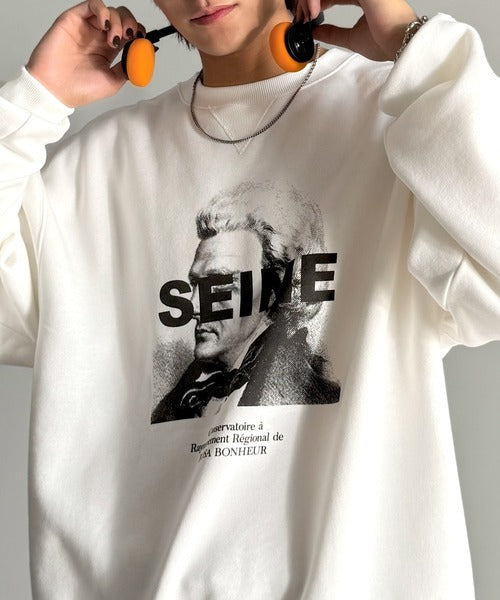 【Classical Origin】肖像画裏起毛スウェット／Face Art Fleece Sweatshirt ao1330042